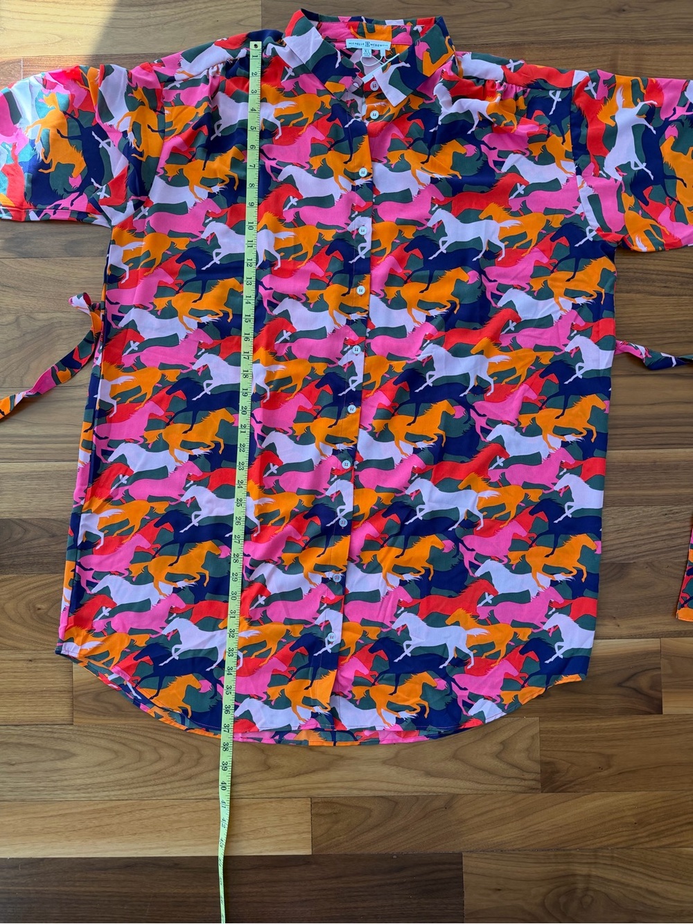 NWT Michelle McDowell Ronan Mane Event Multi Equestrian Shirt Dress Size XL Tie - Picture 8 of 16